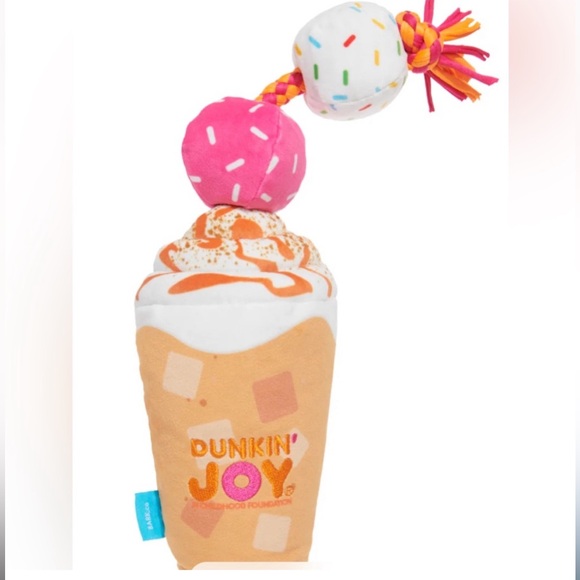 🎉 HP 🎉 🆕 Dunkin Donuts x Bark Dunkin Signature Latte Dog Toy - Picture 1 of 14